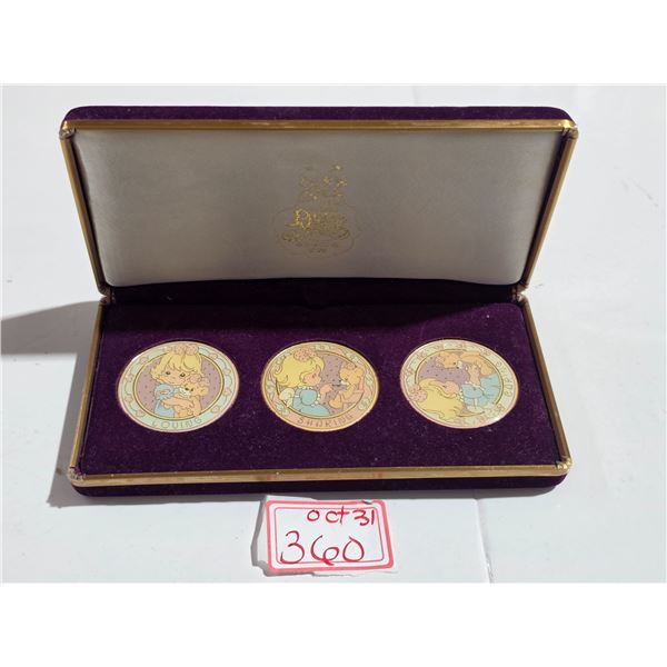 (3) Precious Moments Medallions in Original Gift Box