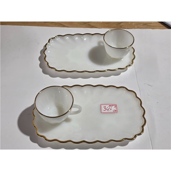 Vintage Milk Glass Snack Set