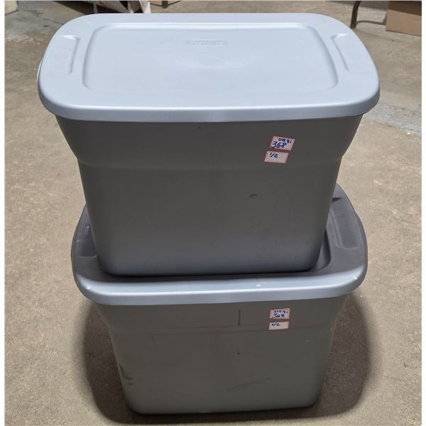 (2) Large Grey Plastic Tubs