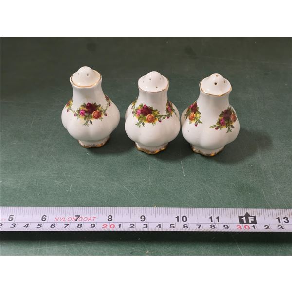 (3) Royal Albert Old Country Roses Bone China Salt & Pepper Shakers