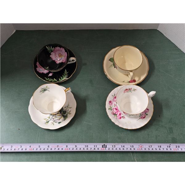 (4) Assorted China Cup & Saucer Sets