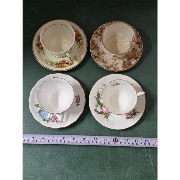 (4) Assorted China Cup & Saucer Sets