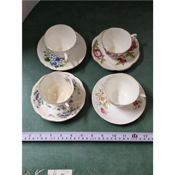 (4) Assorted China Cup & Saucer Sets