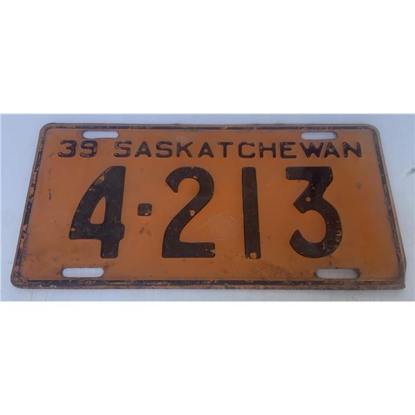 1939 Single License Plate