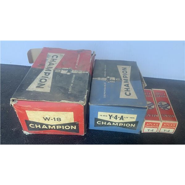 New Old Stock Champion Spark Plugs W18 (10) Y4 (12)
