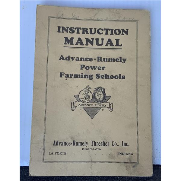 1926 Saskatoon Advance Rumely Tractor School Book