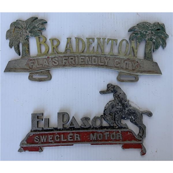 El Paso and Bradenton Fl License Plate Toppers
