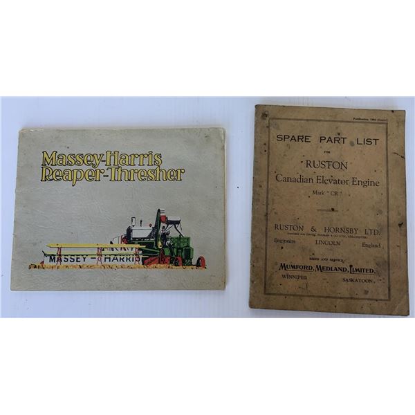 Ruston Parts List 1927 Massey Harris Reaper Brochure