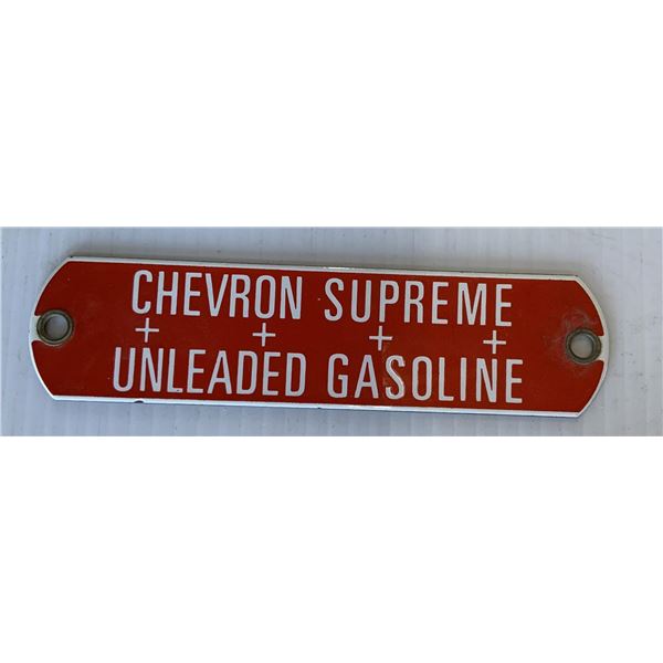 Chevron Supreme Unleaded Gasoline Porcelain Tag
