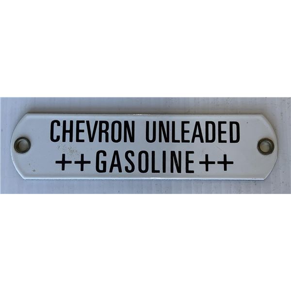 Chevron Unleaded Gasoline Porcelain Tag
