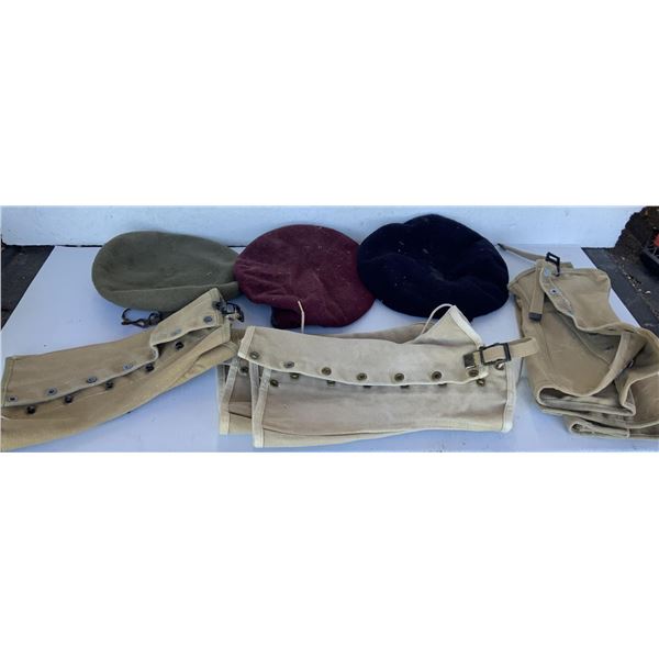 WWII Leggings (2 ½) Sets. Three Berets