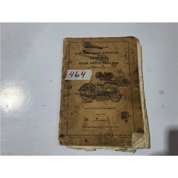 1928 McCormick-Deering Gear Drive Tractor Manual (as is, loose pages)