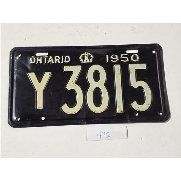 1950 Ontario Licence Plate