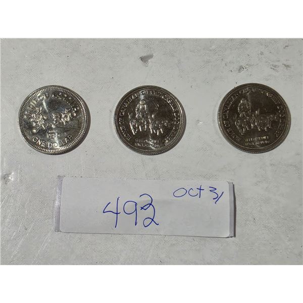 (3) 1985 Yellow Knife Caribou Carnival Tokens
