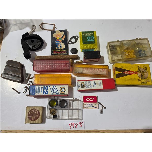 Assorted Firearm Lot – Clip, Repair Kit, Primers, Caps, etc.