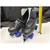 Image 1 : Classic Black Chicago Skates men's quad roller rink skates with blue wheels - Size 11. (New)