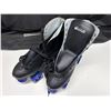 Image 2 : Classic Black Chicago Skates men's quad roller rink skates with blue wheels - Size 11. (New)