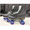 Image 3 : Classic Black Chicago Skates men's quad roller rink skates with blue wheels - Size 11. (New)