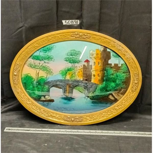 Reverse Painted Convex Glass Picture & Frame