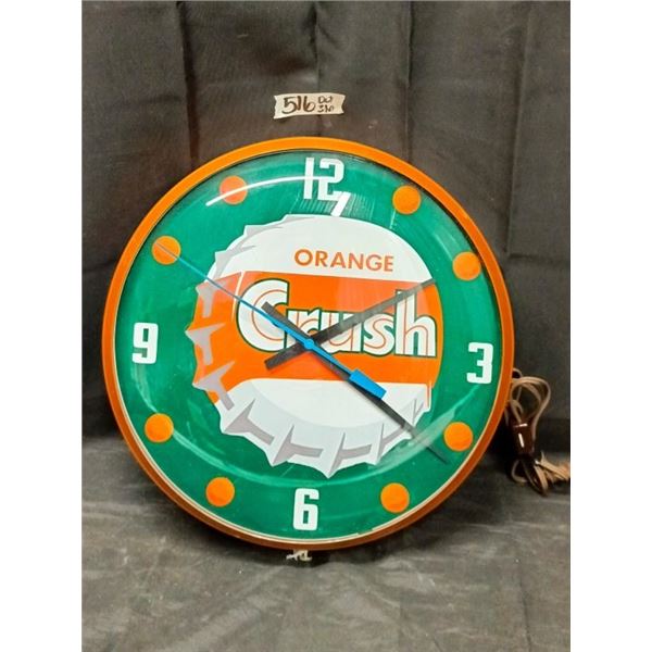 13” Rand Electric Orange Crush Advertising Clock (Working)