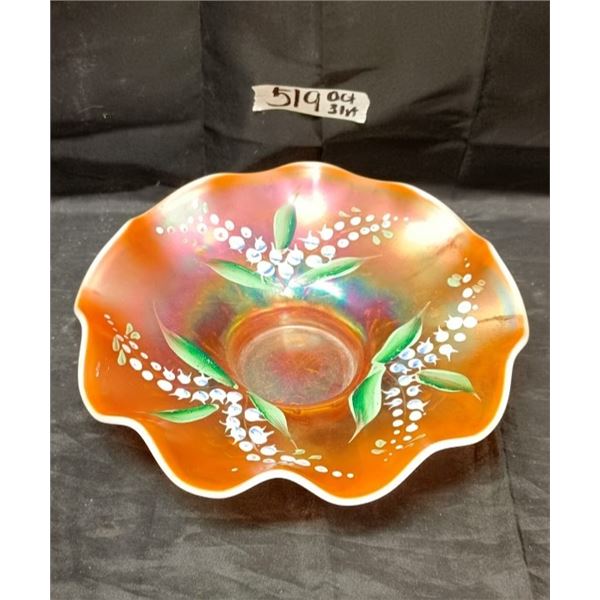 Hand Painted Carnival Glass Bowl
