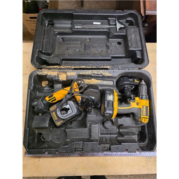 Dewalt Drill and Light in Case w/ Batteries & Charger