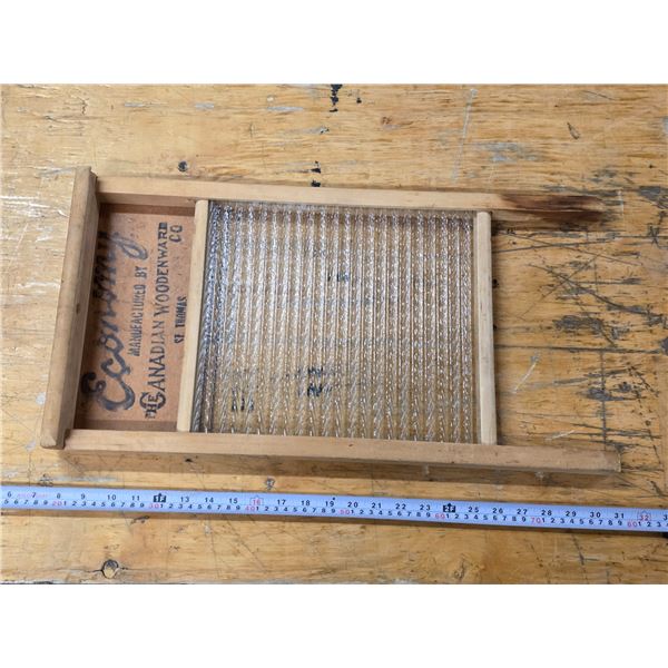 Vintage/Antique Wood & Glass Washboard