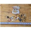 Image 1 : Small Marbled Jewelry Box w/ Fashion Rings, etc.