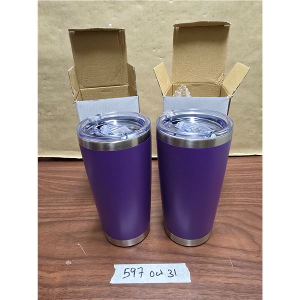 (2) NEW in Box Stainless Steel Travel Mugs