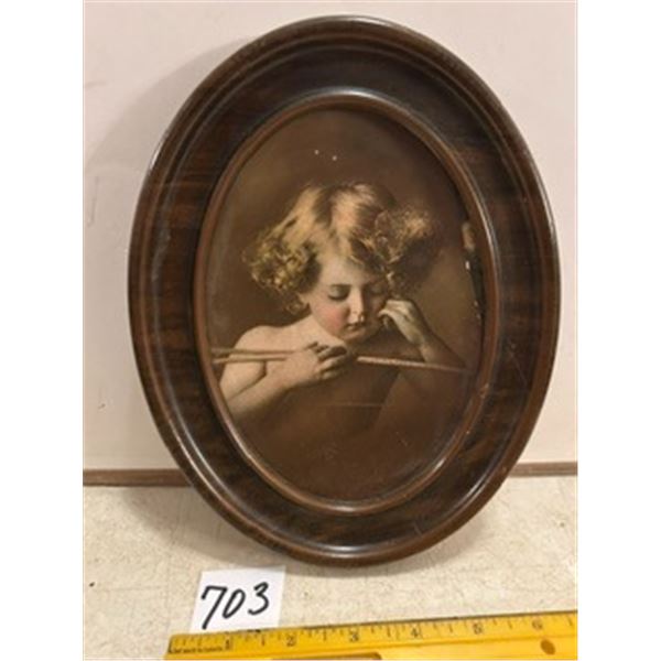 Oval Cupid w/ Bow in Frame – 9”x 6 ½”