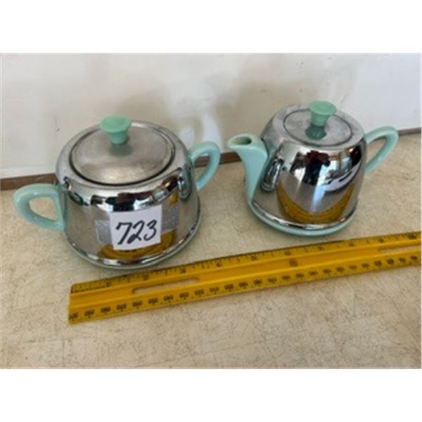 Mint Green Accent English Cream & Sugar Set