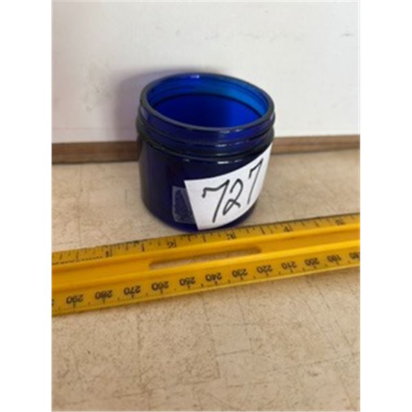 2” Vintage Blue Glass Noxzema Jar