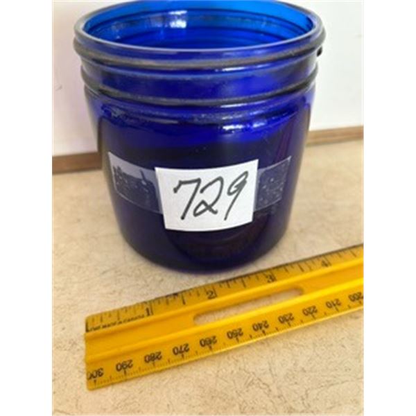 Vintage Blue Glass Noxzema Jar – 3 ½”x 4” Tall