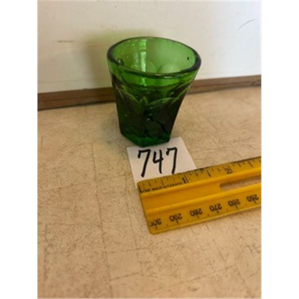 Vintage Dark Green Shot Glass, 2” Tall