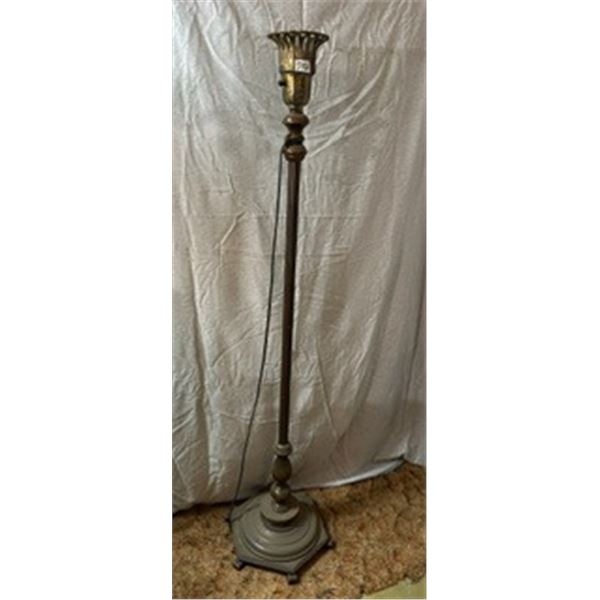 Tri-Light Torchiere Floor Lamp w/ Wood Base