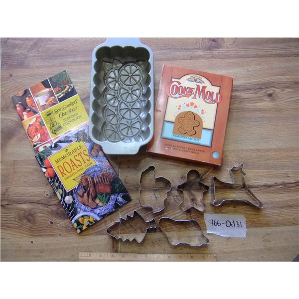 Fancy Cake Pan, Cookie Cutters, Gingerbread Man Mold and Cook books
