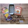 Image 1 : Fancy Cake Pan, Cookie Cutters, Gingerbread Man Mold and Cook books