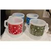 Image 1 : Set of 4 Fire King Domino 1960s stackable coffee mugs. Great condition, all shiny with no stains or 