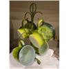 Image 1 : Set of 4 vintage Anchor Hocking Fire King coffee mugs. Green Kimberly Diamond pattern with green mug
