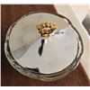 Image 3 : Kromex Lazy Susan rotating platter from the 1950s. Heavy clear glass inserts.  Looks like new.  16" 