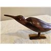 Image 3 : Vintage MCM hand-carved wooden shore bird or sandpiper. Red beaded eyes.  10" x 3 1/2" tall