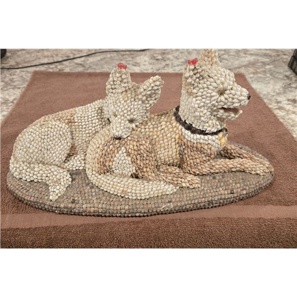 Vintage folk art sculpture crafted from tiny assorted seashells.  Frequently produced in the Phillip