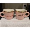 Image 1 : (2) vintage pink & gold coffee mugs - Hycroft, Medicine Hat Potteries.  22k gold trim.