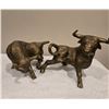 Image 1 : Pair of ceramic brass-toned bull figurines.  Approx 10" long, 8" tall