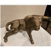 Image 3 : Pair of ceramic brass-toned bull figurines.  Approx 10" long, 8" tall