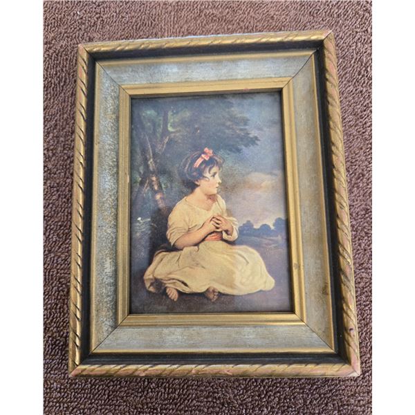 Vintage Mid-Century framed art print "The Age of Innocence" by Sir Joshua Reynolds - 1940s - 1950s. 