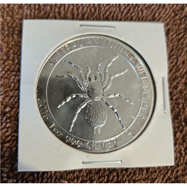 2015 Australian Funnel-Web Spider 1 oz. .999 fine silver coin minted by the Perth Mint.