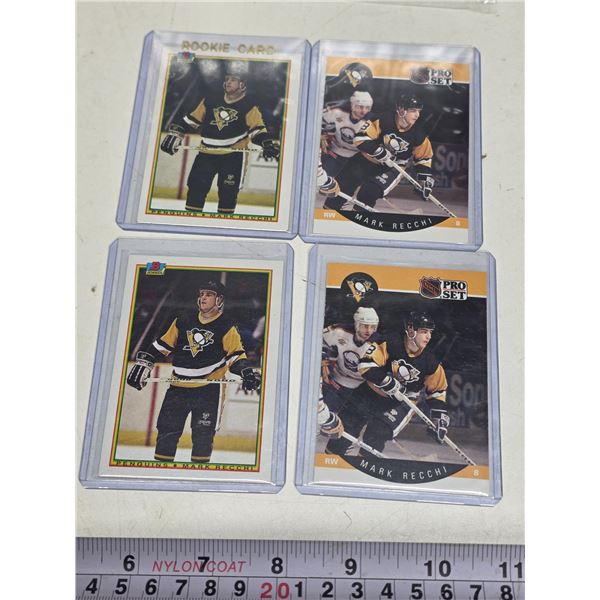 4 Mark Recchi Rookie Cards 1990-91 Bowman & Pro Set