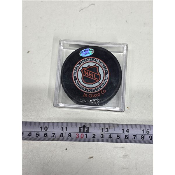 Alex Delvecchio Autographed Puck Detroit Red Wings