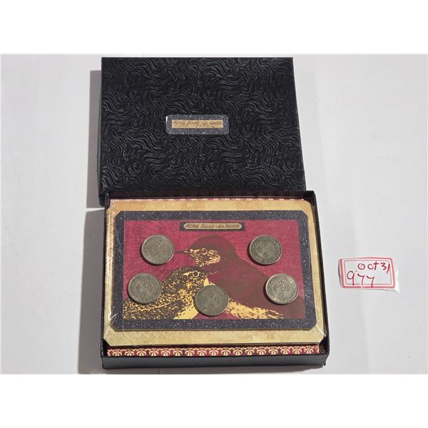 Vintage Hong Kong Coins - Mounted/Glued As Is